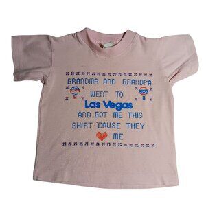 Vintage Girls Single Stitch Las Vegas Souvenir T-shirt 1980's XS Pink Tee